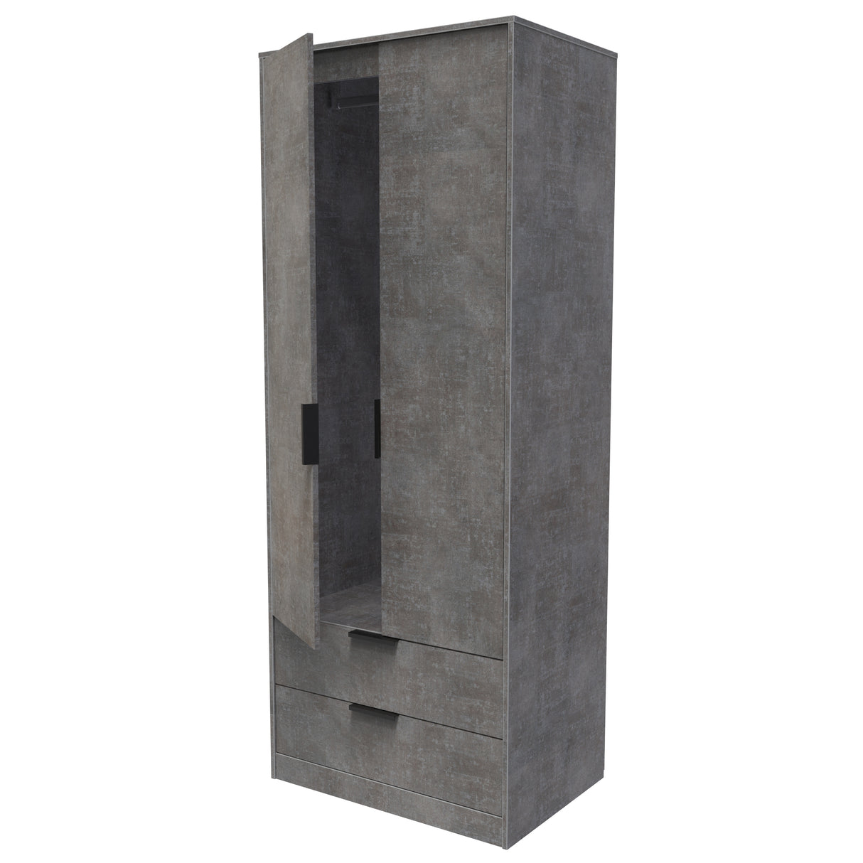 Diego 2 Door 2 Drawer Wardrobe with Black Fittings