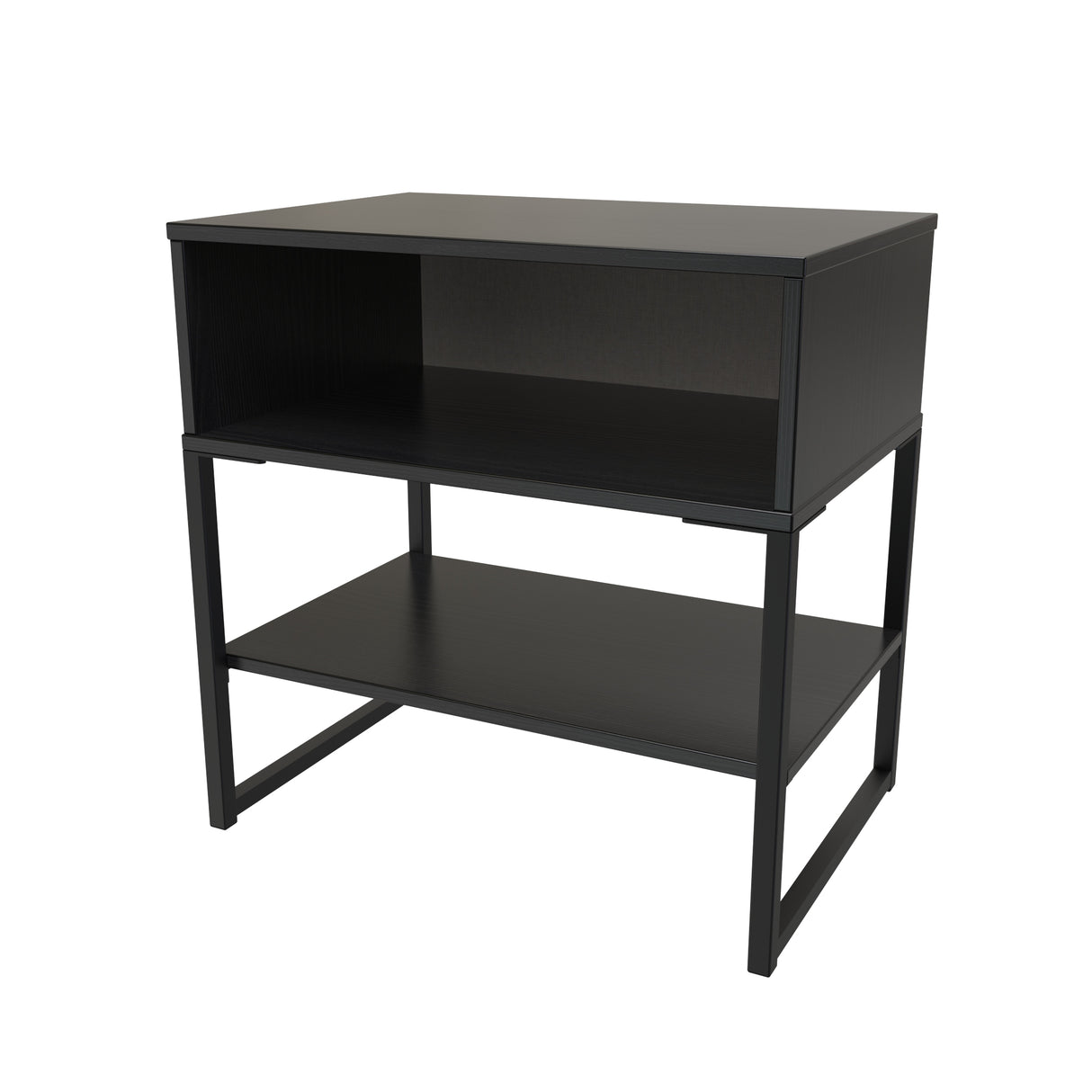 Diego Single Open Midi Bedside Cabinet with Black Frame Legs