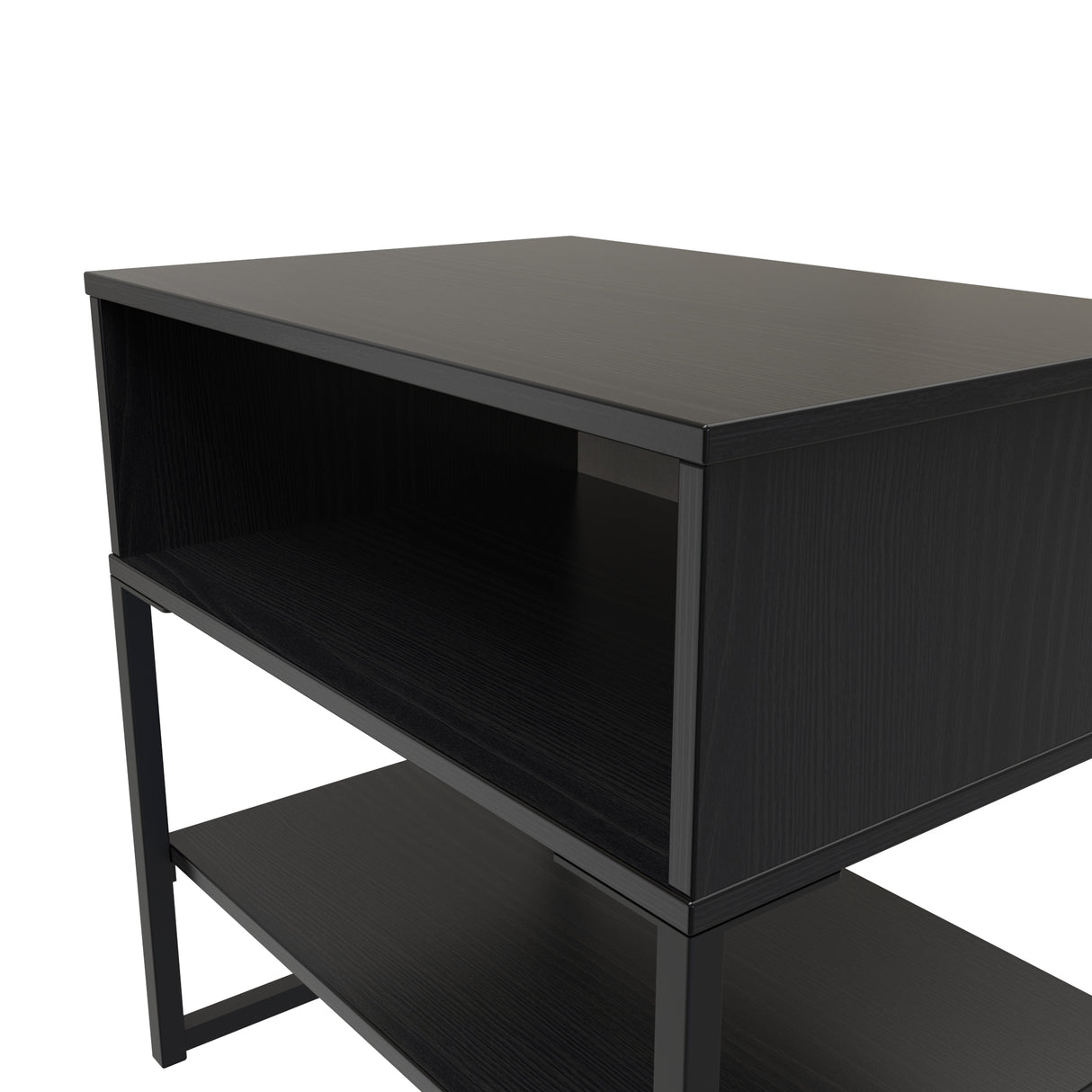 Diego Single Open Midi Bedside Cabinet with Black Frame Legs