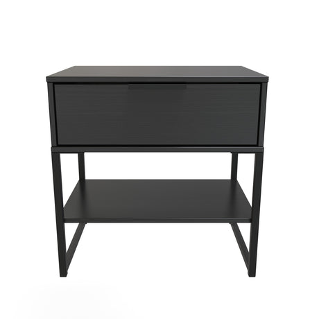 Diego 1 Drawer Midi Bedside Cabinet with Black Frame Legs