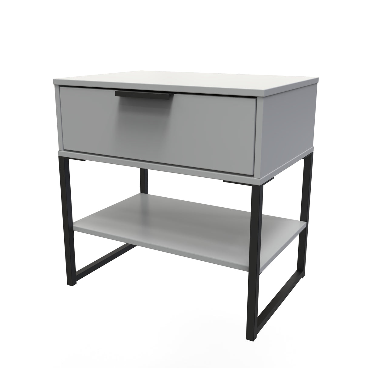 Diego 1 Drawer Midi Bedside Cabinet with Black Frame Legs