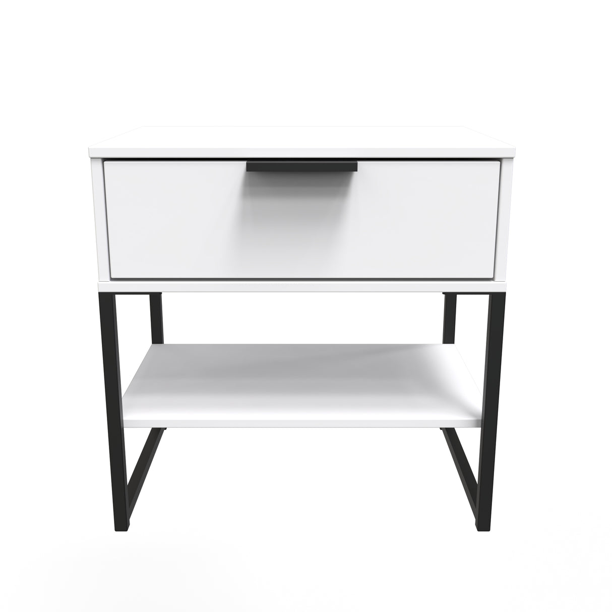 Diego 1 Drawer Midi Bedside Cabinet with Black Frame Legs