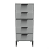 Diego 5 Drawer Tallboy Bedside Table with Black Sleigh Legs