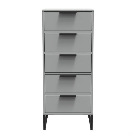 Diego 5 Drawer Tallboy Bedside Table with Black Sleigh Legs