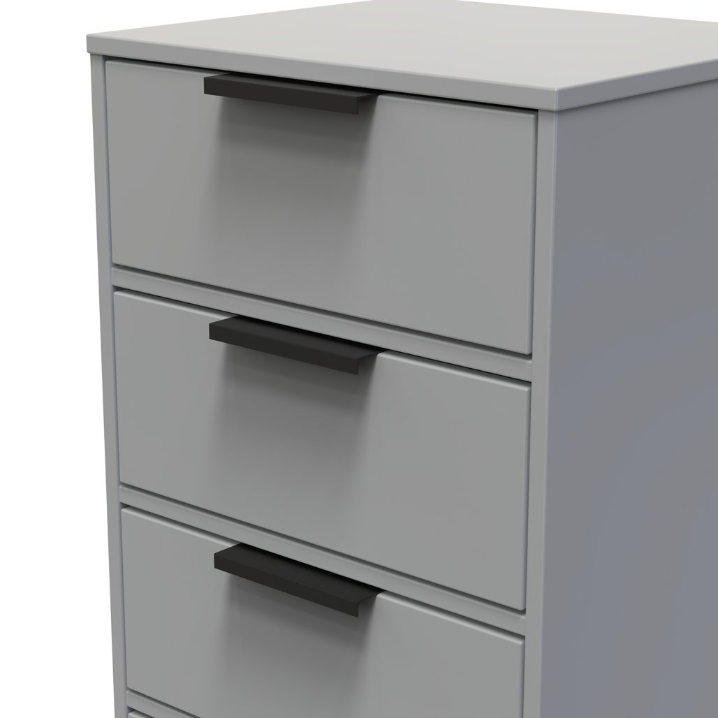 Diego 5 Drawer Tallboy Bedside Table with Black Sleigh Legs