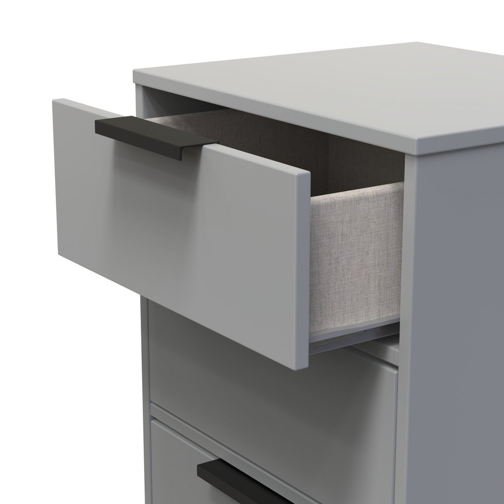 Diego 5 Drawer Tallboy Bedside Table with Black Sleigh Legs