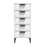 Diego 5 Drawer Tallboy Bedside Table with Black Sleigh Legs