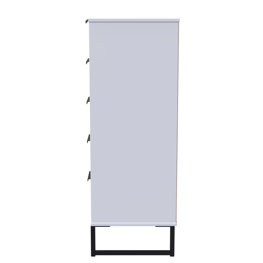 Diego 5 Drawer Tallboy Bedside Table with Black Sleigh Legs