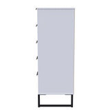 Diego 5 Drawer Tallboy Bedside Table with Black Sleigh Legs