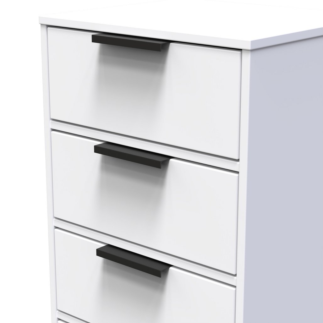 Diego 5 Drawer Tallboy Bedside Table with Black Sleigh Legs