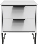 Diego 2 Drawer Bedside Table with Black Sleigh Legs