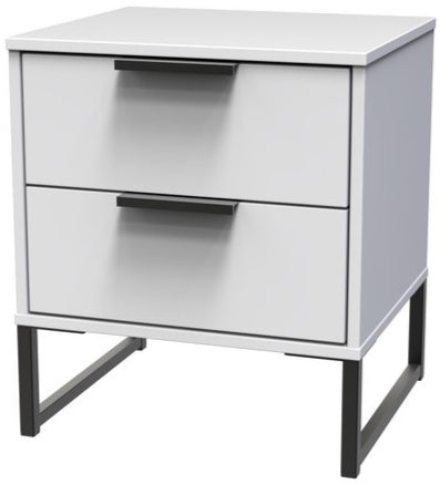 Diego 2 Drawer Bedside Table with Black Sleigh Legs