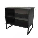 Diego Double Open Midi Bedside Cabinet with Black Frame Legs