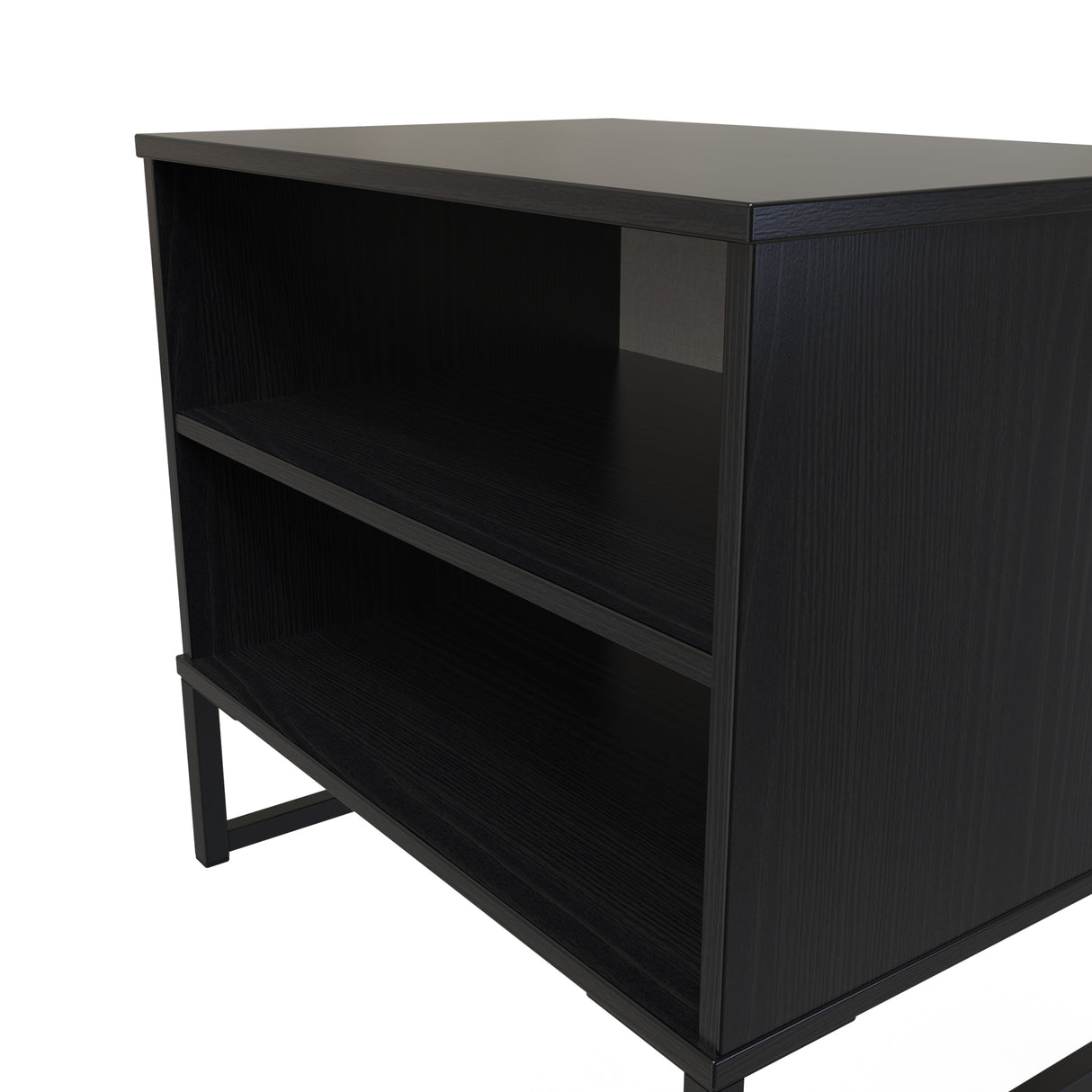 Diego Double Open Midi Bedside Cabinet with Black Frame Legs