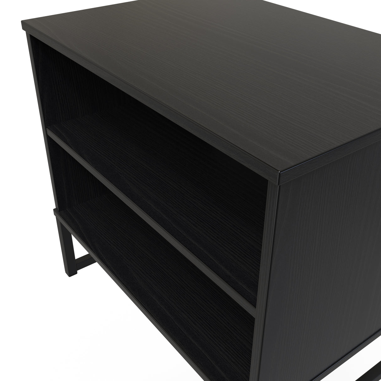 Diego Double Open Midi Bedside Cabinet with Black Frame Legs