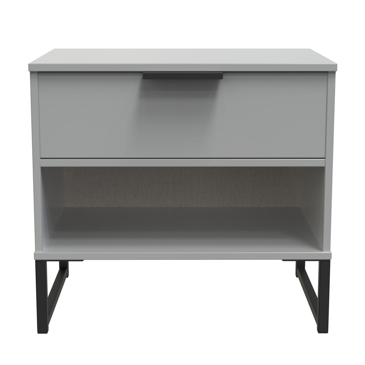 Diego 1 Drawer 1 Shelf Midi Bedside Cabinet with Black Frame Legs