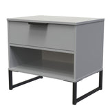 Diego 1 Drawer 1 Shelf Midi Bedside Cabinet with Black Frame Legs