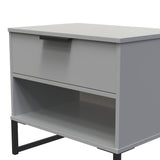 Diego 1 Drawer 1 Shelf Midi Bedside Cabinet with Black Frame Legs