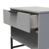 Diego 1 Drawer 1 Shelf Midi Bedside Cabinet with Black Frame Legs