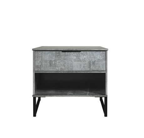 Diego 1 Drawer 1 Shelf Midi Bedside Cabinet with Black Frame Legs