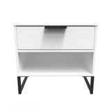 Diego 1 Drawer 1 Shelf Midi Bedside Cabinet with Black Frame Legs