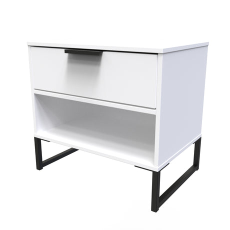 Diego 1 Drawer 1 Shelf Midi Bedside Cabinet with Black Frame Legs