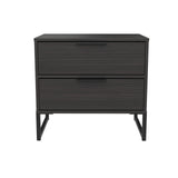 Diego 2 Drawer Midi Bedside Cabinet with Black Frame Legs