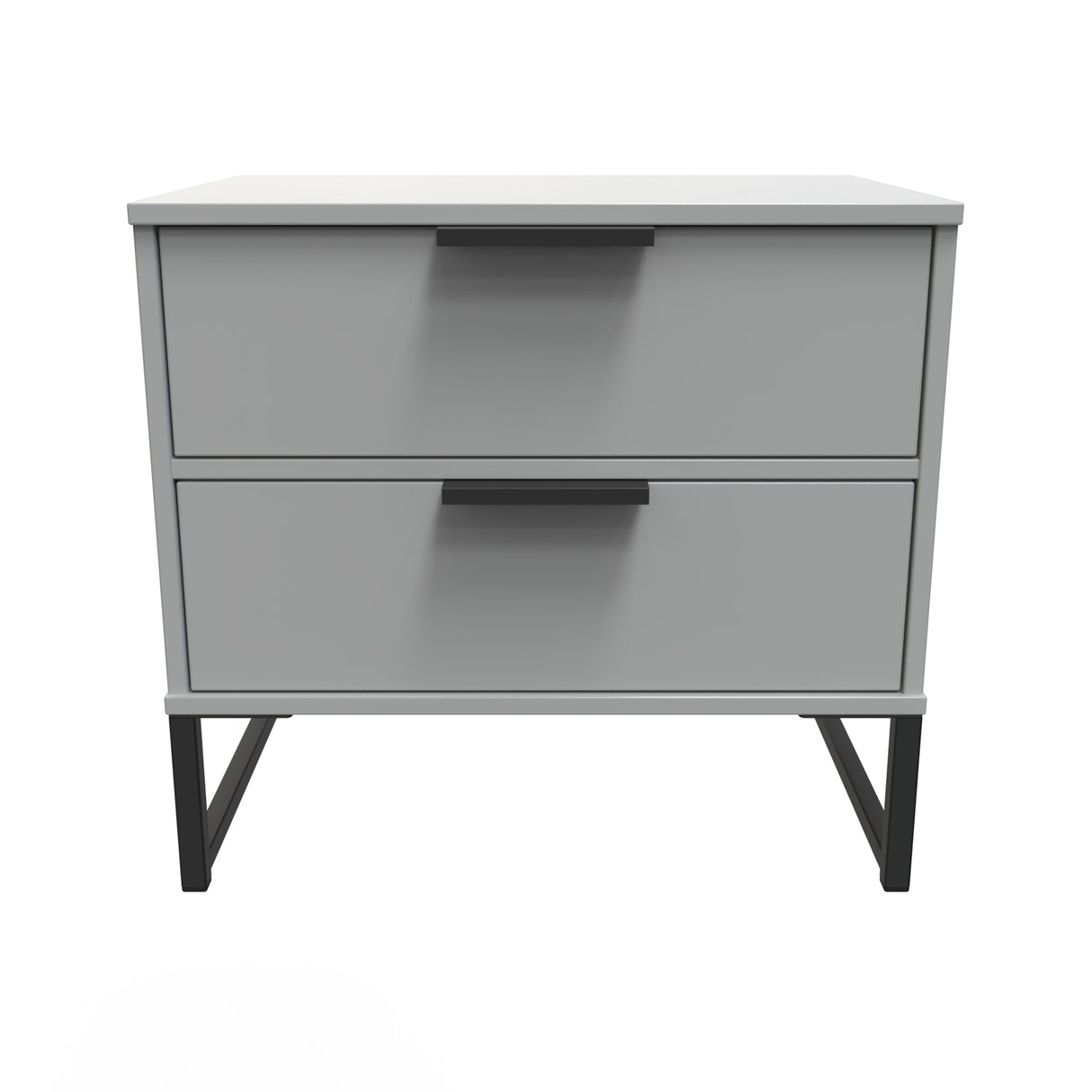 Diego 2 Drawer Midi Bedside Cabinet with Black Frame Legs