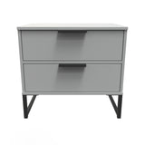 Diego 2 Drawer Midi Bedside Cabinet with Black Frame Legs