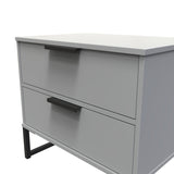 Diego 2 Drawer Midi Bedside Cabinet with Black Frame Legs