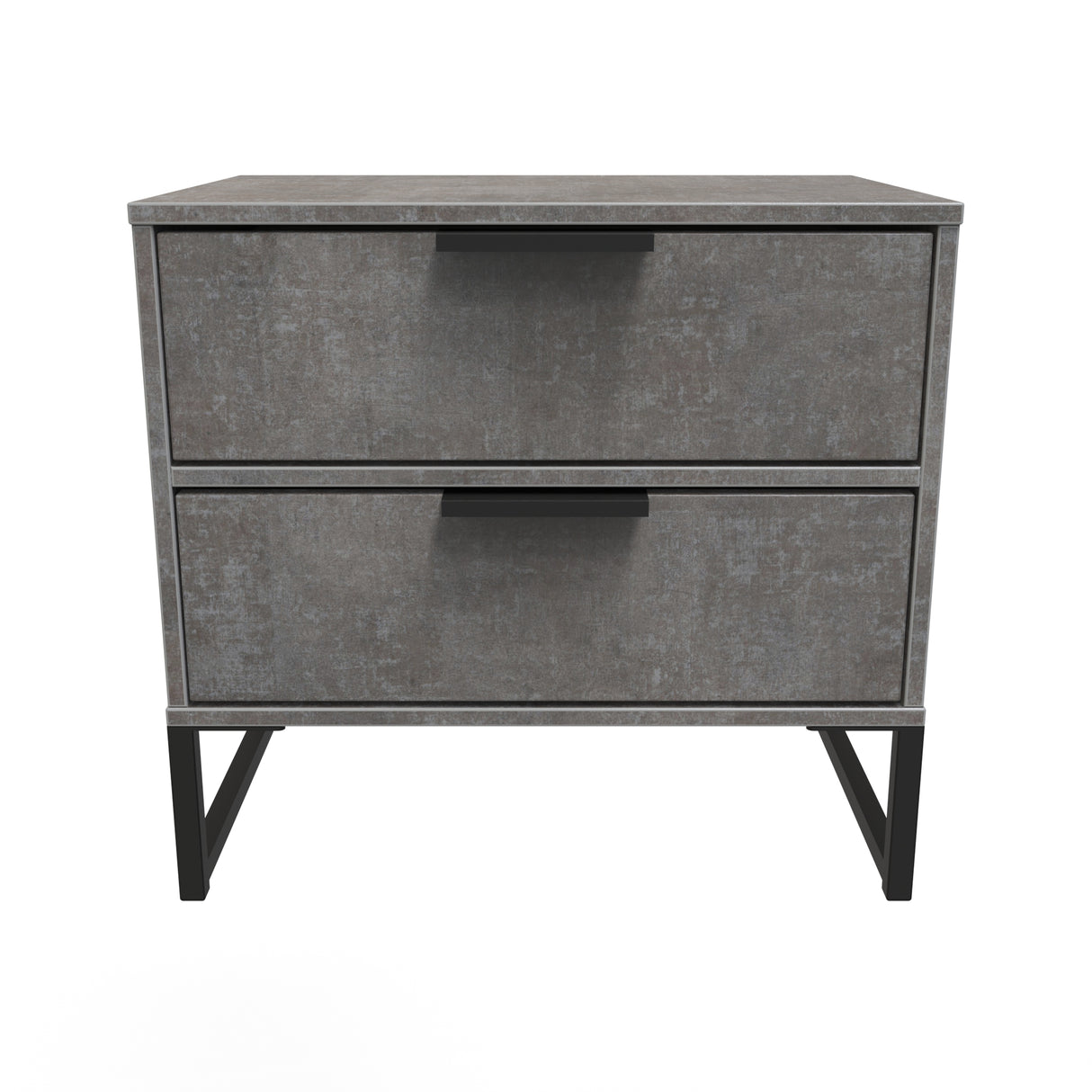 Diego 2 Drawer Midi Bedside Cabinet with Black Frame Legs