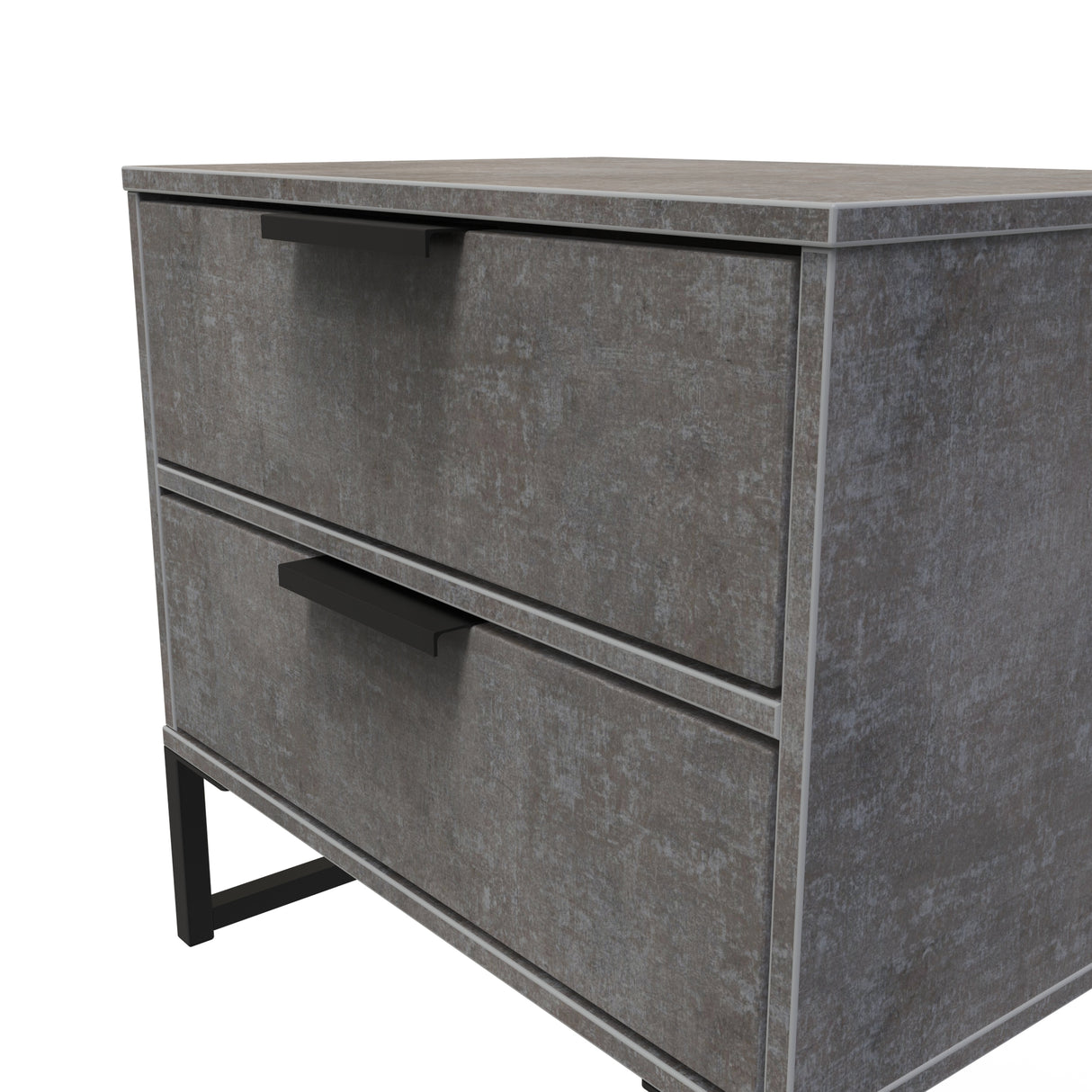 Diego 2 Drawer Midi Bedside Cabinet with Black Frame Legs