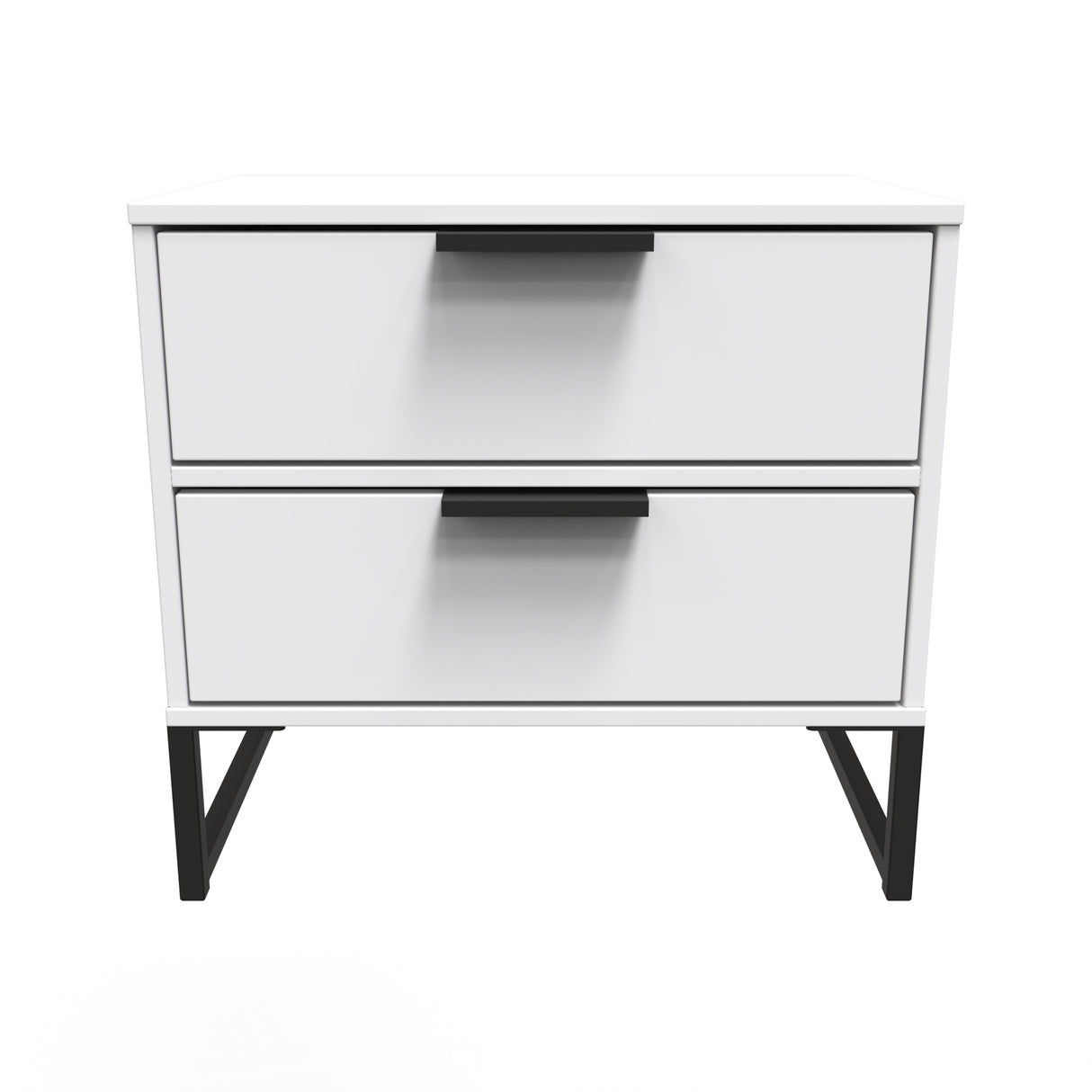 Diego 2 Drawer Midi Bedside Cabinet with Black Frame Legs