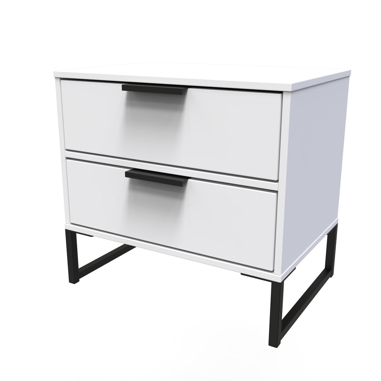 Diego 2 Drawer Midi Bedside Cabinet with Black Frame Legs