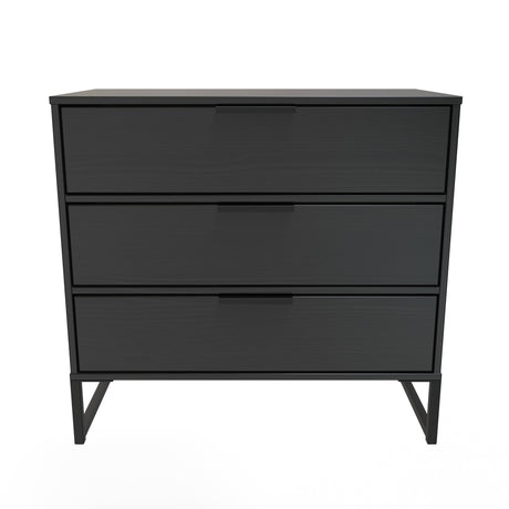 Diego Black 3 Drawer Chest with Black Frame Legs