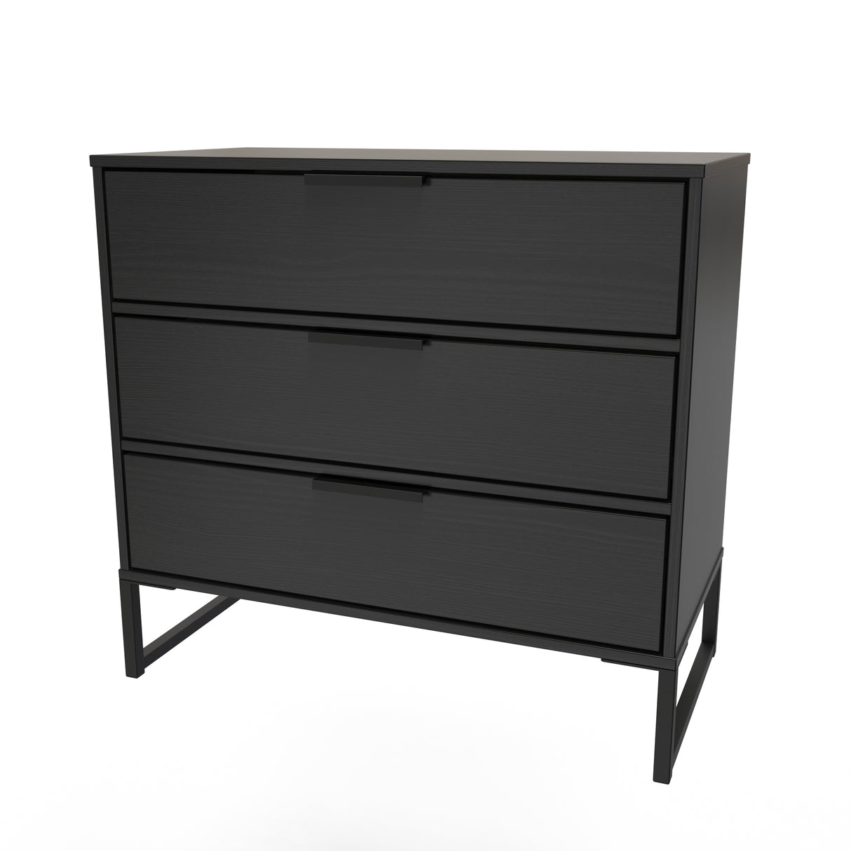 Diego Black 3 Drawer Chest with Black Frame Legs