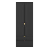 Diego 2 Door 2 Drawer Wardrobe with Gold Fittings