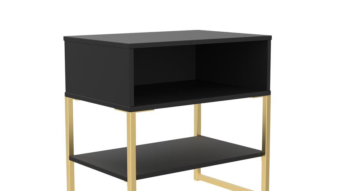 Diego Single Open Midi Bedside Cabinet with Gold Frame Legs