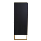 Diego 5 Drawer Tallboy Bedside Table with Gold Sleigh Legs