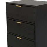 Diego 5 Drawer Tallboy Bedside Table with Gold Sleigh Legs