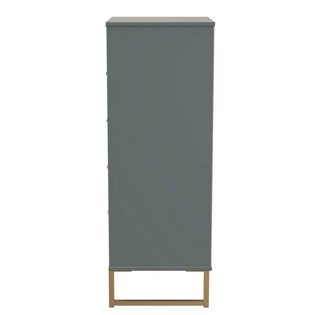 Diego 5 Drawer Tallboy Bedside Table with Gold Sleigh Legs