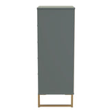 Diego 5 Drawer Tallboy Bedside Table with Gold Sleigh Legs