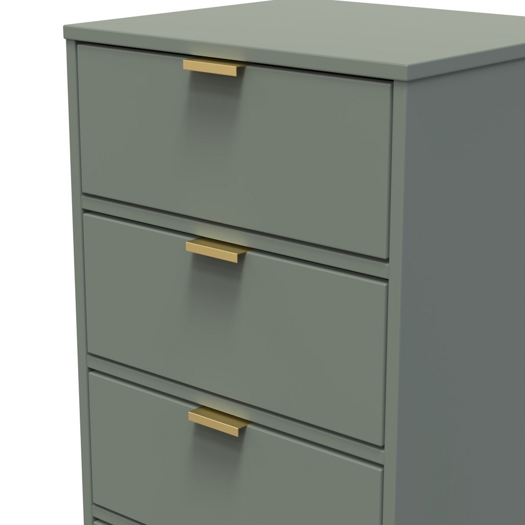 Diego 5 Drawer Tallboy Bedside Table with Gold Sleigh Legs