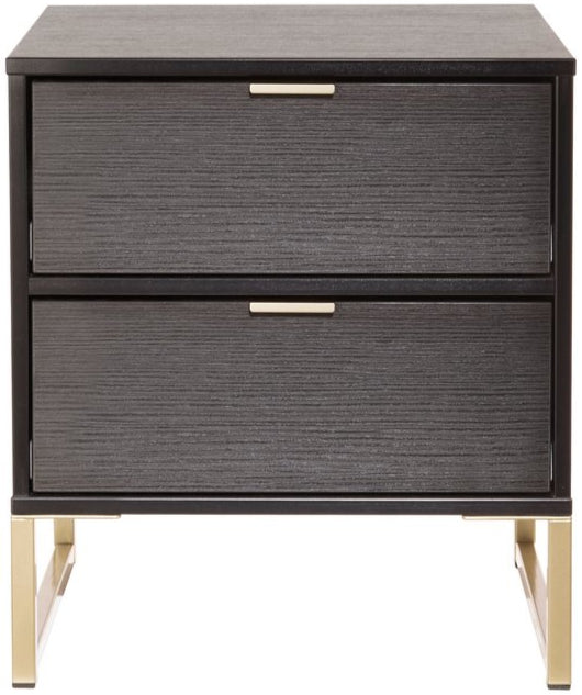 Diego 2 Drawer Bedside Table with Gold Sleigh Legs