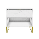 Diego 1 Drawer 1 Shelf Midi Bedside Cabinet with Gold Frame Legs