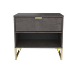 Diego 1 Drawer 1 Shelf Midi Bedside Cabinet with Gold Frame Legs