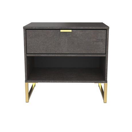 Diego 1 Drawer 1 Shelf Midi Bedside Cabinet with Gold Frame Legs