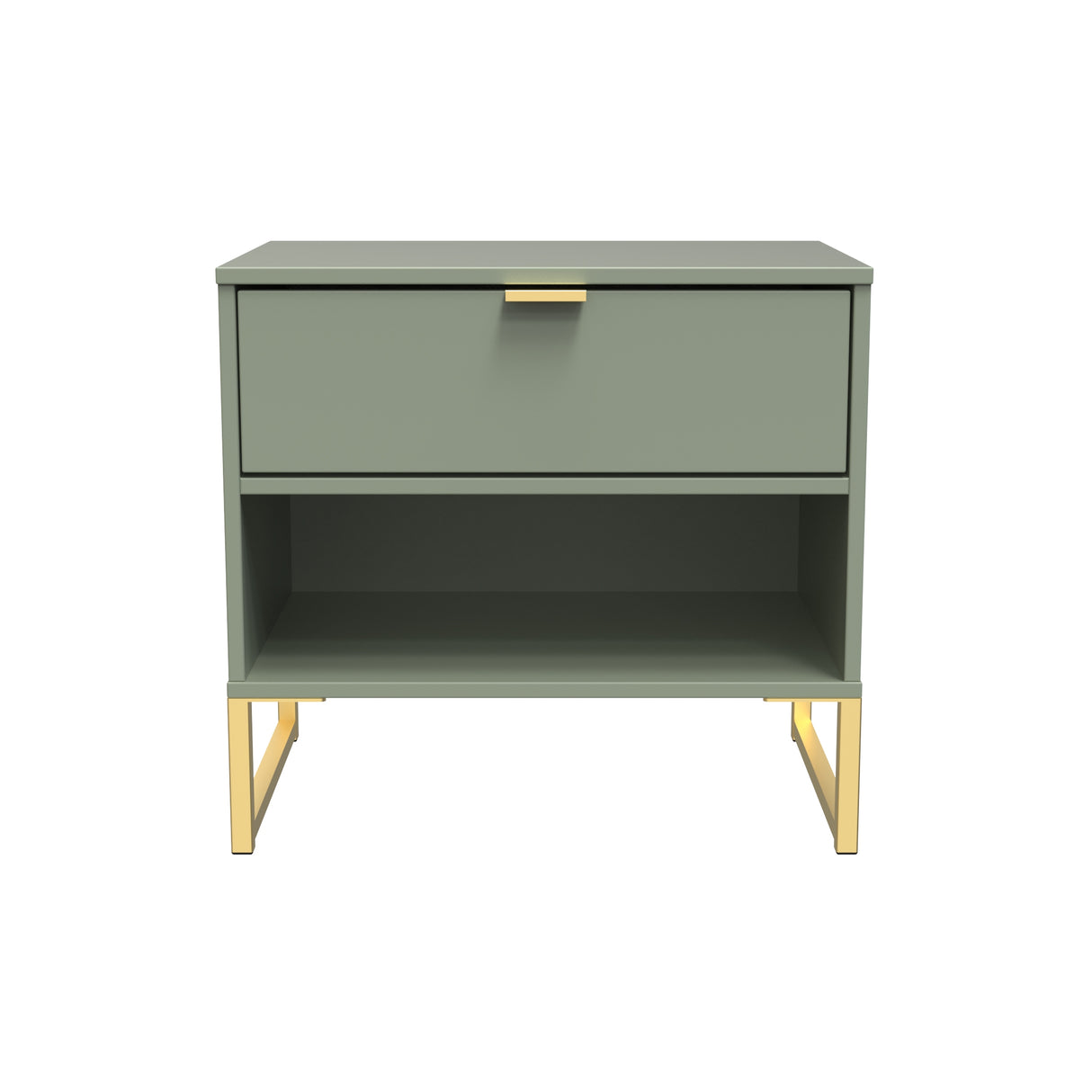 Diego 1 Drawer 1 Shelf Midi Bedside Cabinet with Gold Frame Legs