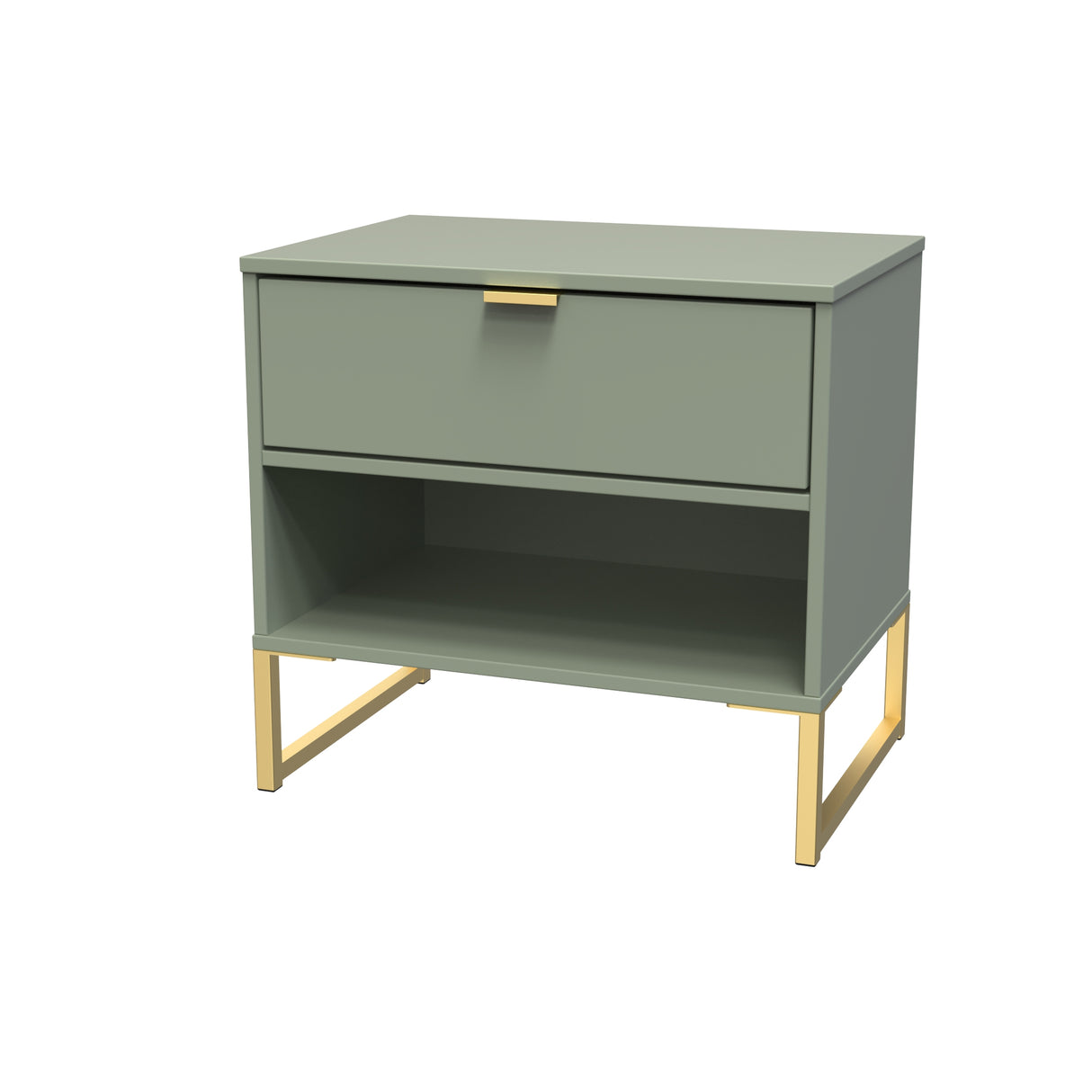 Diego 1 Drawer 1 Shelf Midi Bedside Cabinet with Gold Frame Legs