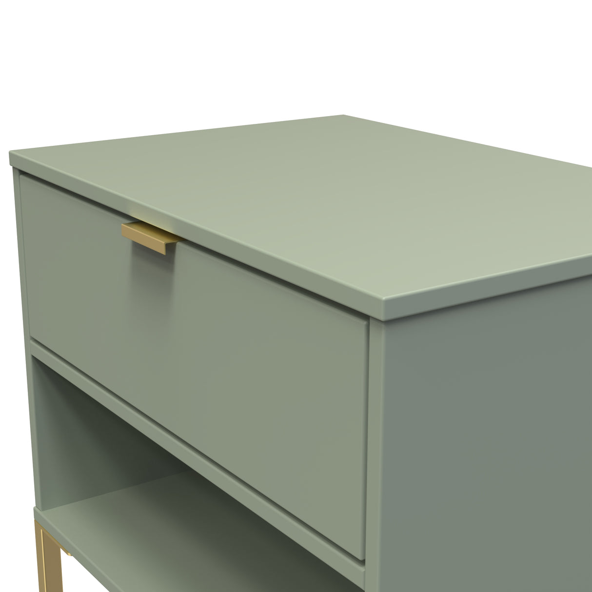 Diego 1 Drawer 1 Shelf Midi Bedside Cabinet with Gold Frame Legs